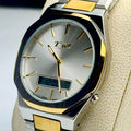 KWC K-302-AD analog digital watch, Two-Tone White dial close-up