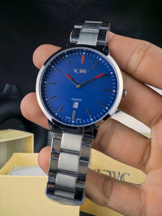 K-102-ALL STEEL | SILVER CHAIN BLUE DIAL