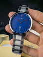 K-102-ALL STEEL | SILVER CHAIN BLUE DIAL
